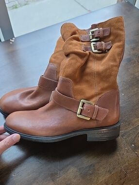 Geox Size 8 Women's Brown Leather & Suede Buckle Ankle Boots NEW
